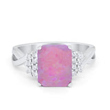 Wedding Ring Emerald Cut Simulated Cubic Zirconia 925 Sterling Silver
