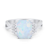 Wedding Ring Emerald Cut Simulated Cubic Zirconia 925 Sterling Silver