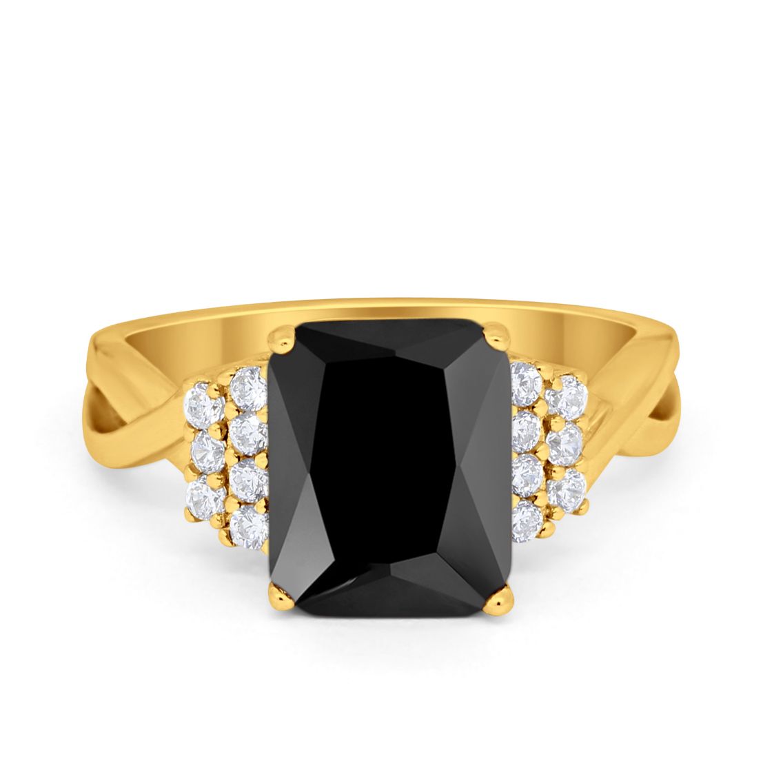 Wedding Ring Emerald Cut Simulated Cubic Zirconia 925 Sterling Silver