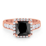 Halo Solitaire Accent Wedding Ring Simulated Cubic Zirconia 925 Sterling Silver