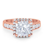 Halo Solitaire Accent Wedding Ring Simulated Cubic Zirconia 925 Sterling Silver