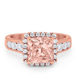 Halo Solitaire Accent Wedding Ring Simulated Cubic Zirconia 925 Sterling Silver