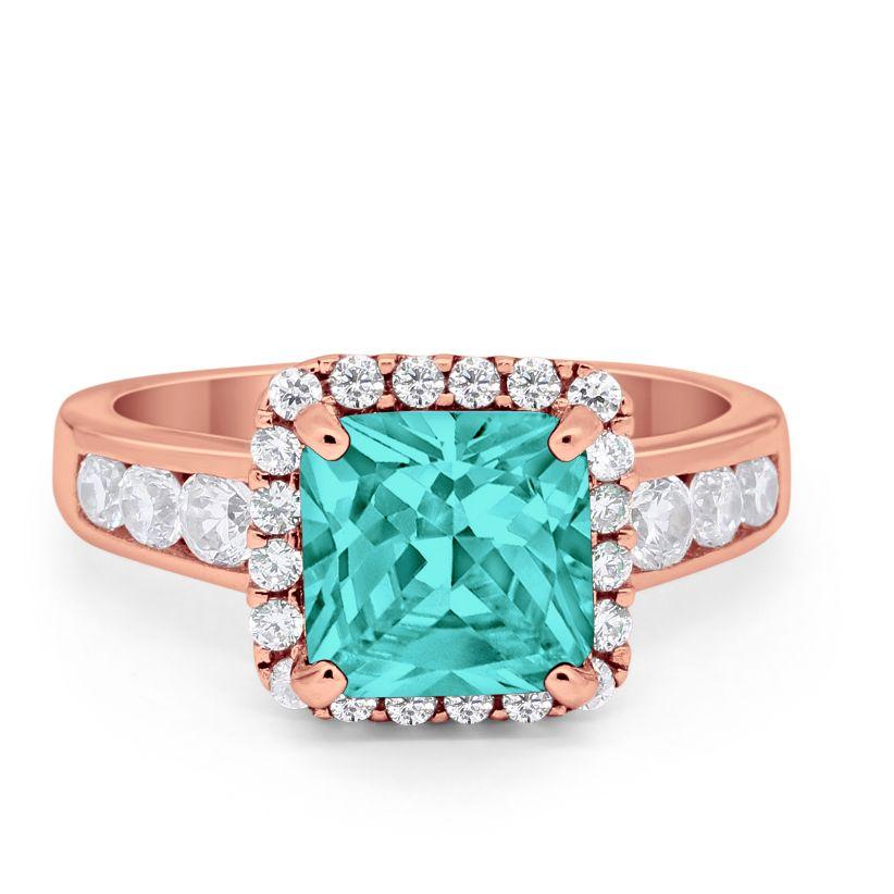 Halo Solitaire Accent Wedding Ring Simulated Cubic Zirconia 925 Sterling Silver