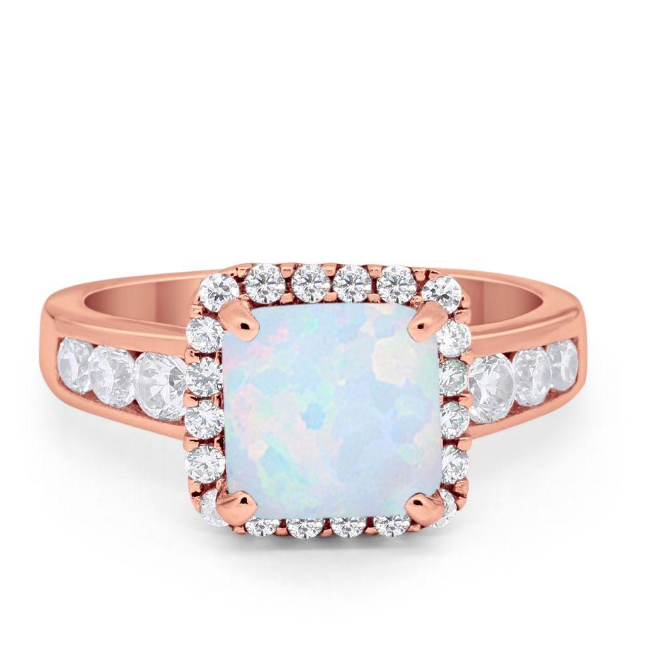 Halo Solitaire Accent Wedding Ring Simulated Cubic Zirconia 925 Sterling Silver