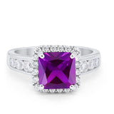 Halo Solitaire Accent Wedding Ring Simulated Cubic Zirconia 925 Sterling Silver
