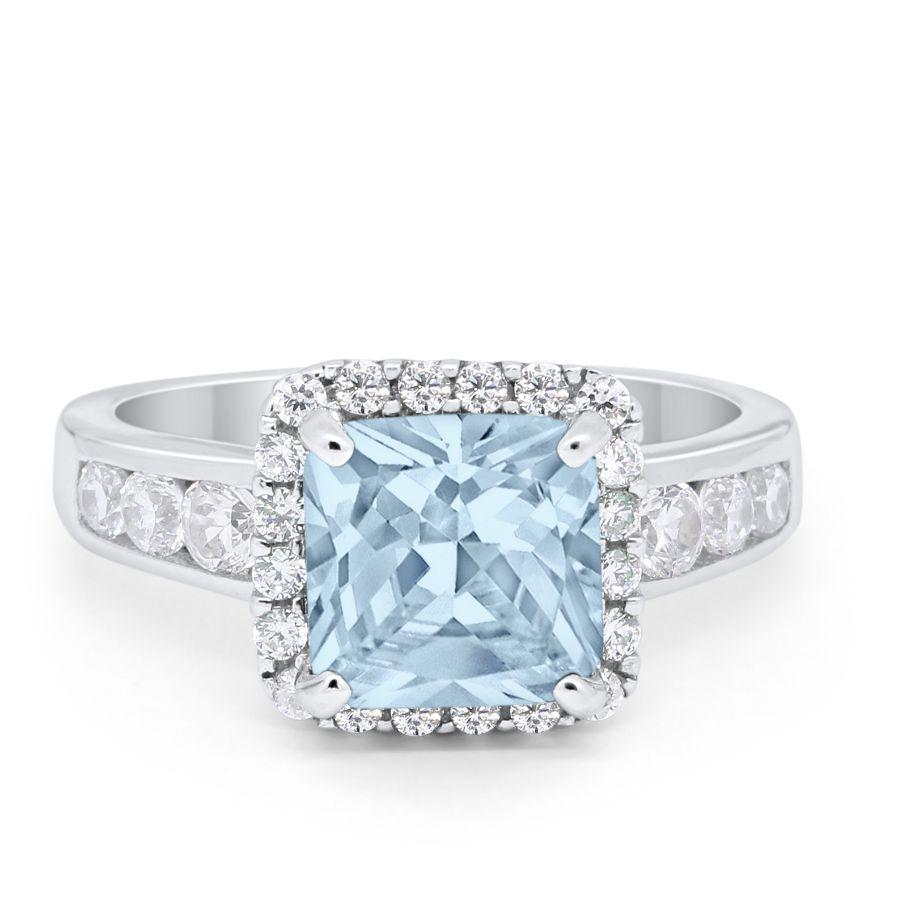 Halo Solitaire Accent Wedding Ring Simulated Cubic Zirconia 925 Sterling Silver