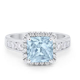 Halo Solitaire Accent Wedding Ring Simulated Cubic Zirconia 925 Sterling Silver