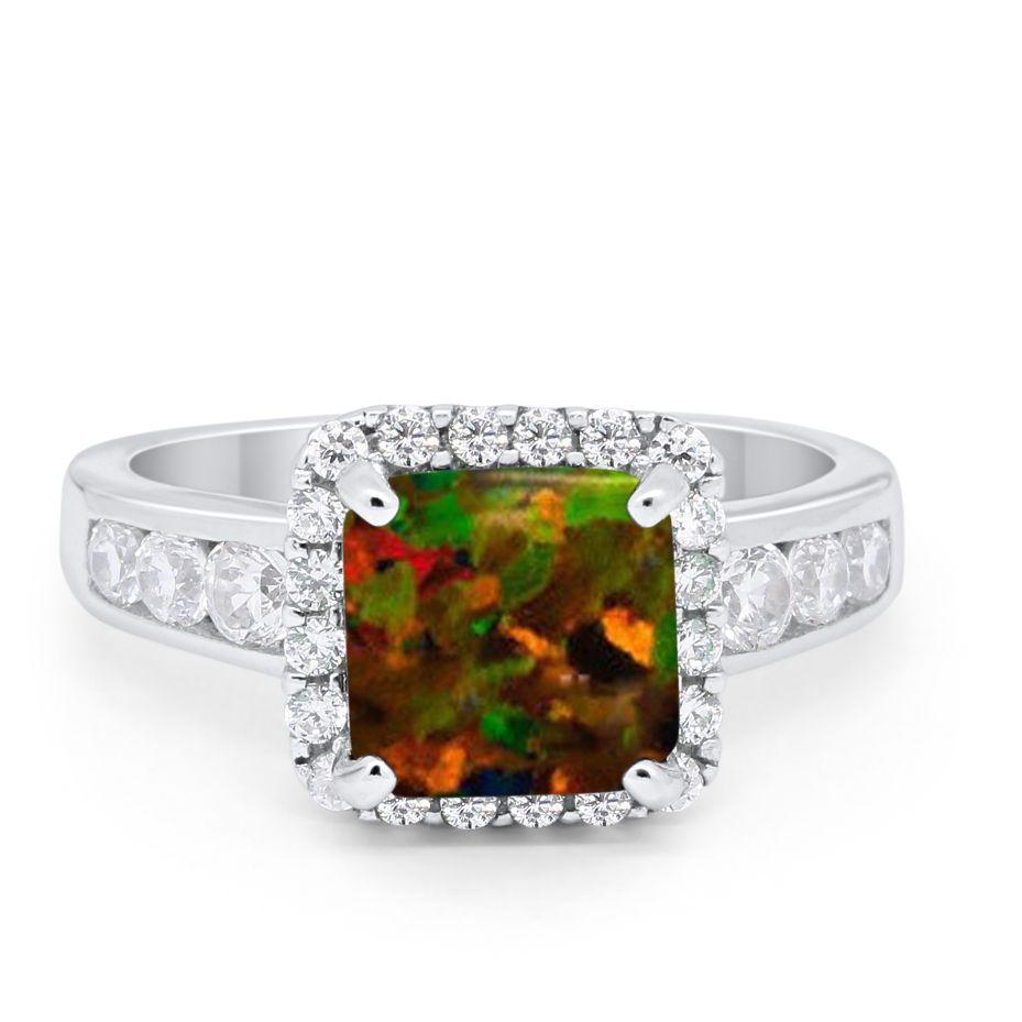 Halo Solitaire Accent Wedding Ring Simulated Cubic Zirconia 925 Sterling Silver