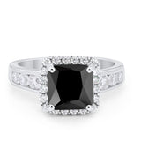 Halo Solitaire Accent Wedding Ring Simulated Cubic Zirconia 925 Sterling Silver
