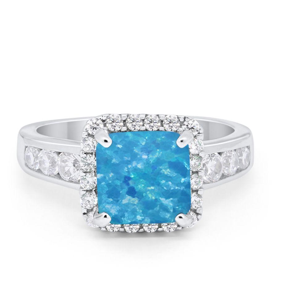 Halo Solitaire Accent Wedding Ring Simulated Cubic Zirconia 925 Sterling Silver
