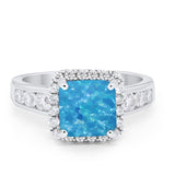 Halo Solitaire Accent Wedding Ring Simulated Cubic Zirconia 925 Sterling Silver
