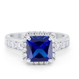 Halo Solitaire Accent Wedding Ring Simulated Cubic Zirconia 925 Sterling Silver