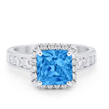 Halo Solitaire Accent Wedding Ring Simulated Cubic Zirconia 925 Sterling Silver