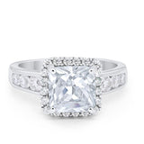 Halo Solitaire Accent Wedding Ring Simulated Cubic Zirconia 925 Sterling Silver