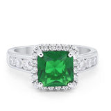 Halo Solitaire Accent Wedding Ring Simulated Cubic Zirconia 925 Sterling Silver