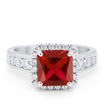 Halo Solitaire Accent Wedding Ring Simulated Cubic Zirconia 925 Sterling Silver