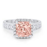 Halo Solitaire Accent Wedding Ring Simulated Cubic Zirconia 925 Sterling Silver