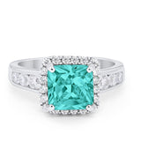 Halo Solitaire Accent Wedding Ring Simulated Cubic Zirconia 925 Sterling Silver