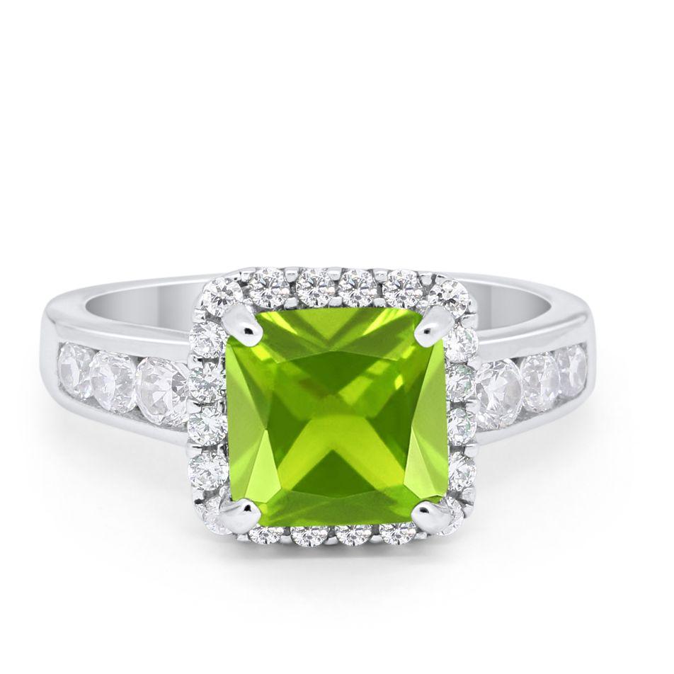 Halo Solitaire Accent Wedding Ring Simulated Cubic Zirconia 925 Sterling Silver