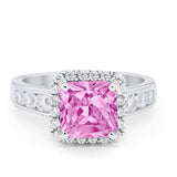 Halo Solitaire Accent Wedding Ring Simulated Cubic Zirconia 925 Sterling Silver