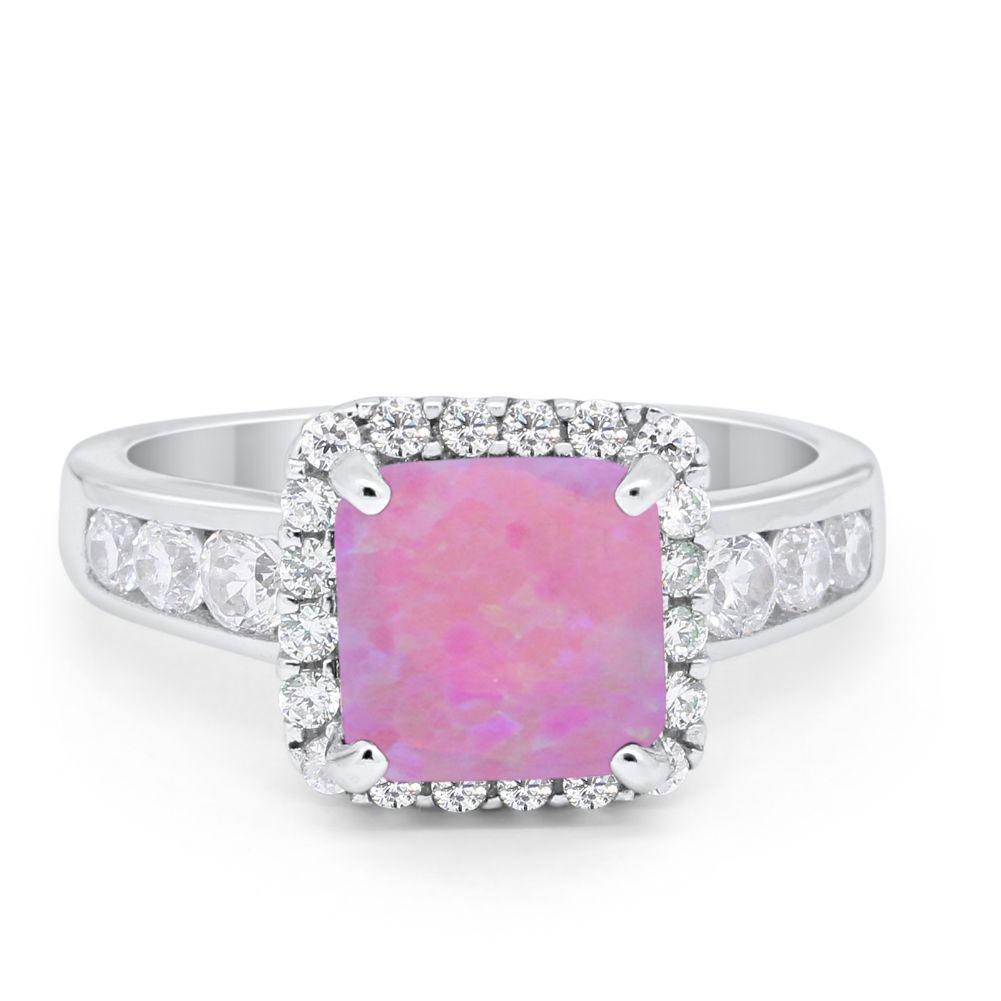 Halo Solitaire Accent Wedding Ring Simulated Cubic Zirconia 925 Sterling Silver