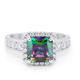 Halo Solitaire Accent Wedding Ring Simulated Cubic Zirconia 925 Sterling Silver
