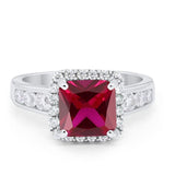 Halo Solitaire Accent Wedding Ring Simulated Cubic Zirconia 925 Sterling Silver