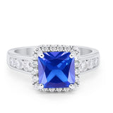 Halo Solitaire Accent Wedding Ring Simulated Cubic Zirconia 925 Sterling Silver