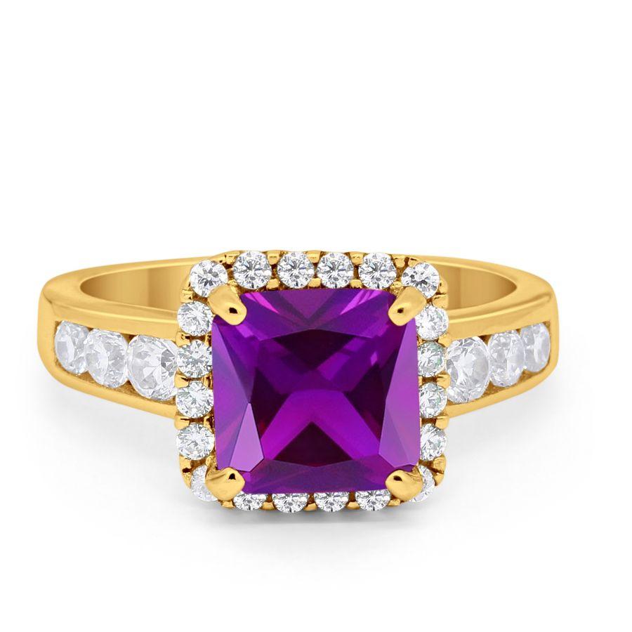 Halo Solitaire Accent Wedding Ring Simulated Cubic Zirconia 925 Sterling Silver
