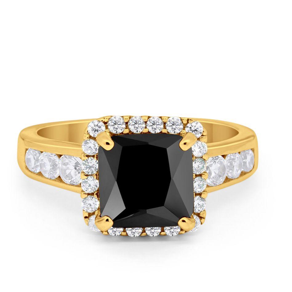 Halo Solitaire Accent Wedding Ring Simulated Cubic Zirconia 925 Sterling Silver