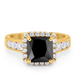 Halo Solitaire Accent Wedding Ring Simulated Cubic Zirconia 925 Sterling Silver