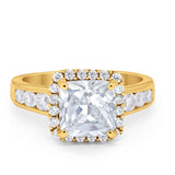 Halo Solitaire Accent Wedding Ring Simulated Cubic Zirconia 925 Sterling Silver