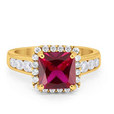 Halo Solitaire Accent Wedding Ring Simulated Cubic Zirconia 925 Sterling Silver
