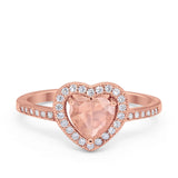 Halo Dazzling Heart Promise Ring Round Simulated CZ 925 Sterling Silver
