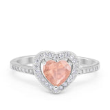 Halo Dazzling Heart Promise Ring Round Simulated CZ 925 Sterling Silver