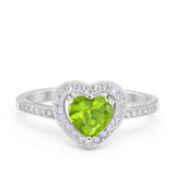 Halo Dazzling Heart Promise Ring Round Simulated CZ 925 Sterling Silver