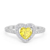 Halo Dazzling Heart Promise Ring Round Simulated CZ 925 Sterling Silver