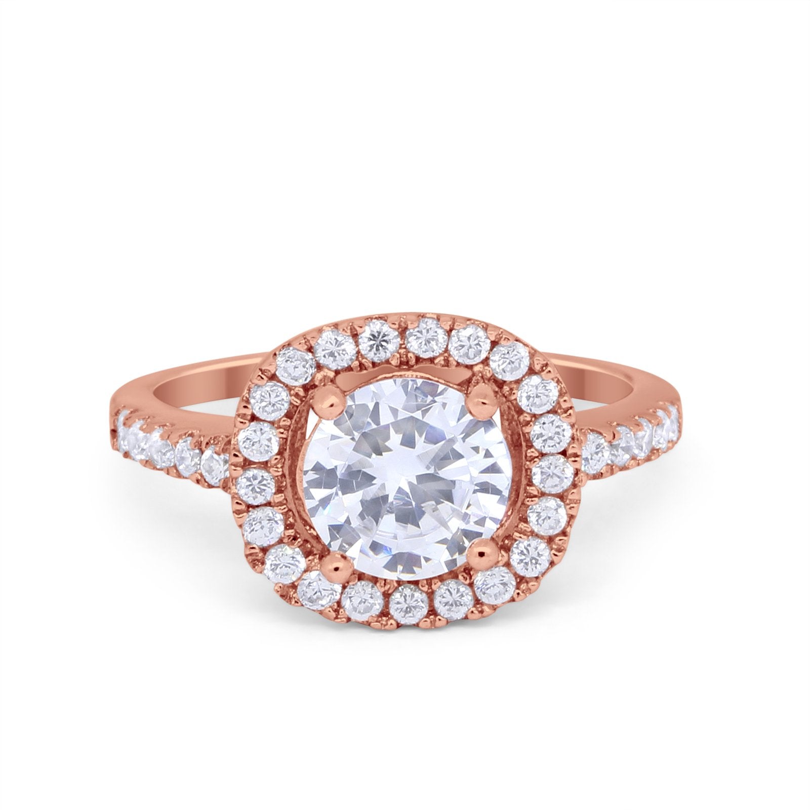 Solitaire Accent Wedding Ring Round Simulated CZ 925 Sterling Silver