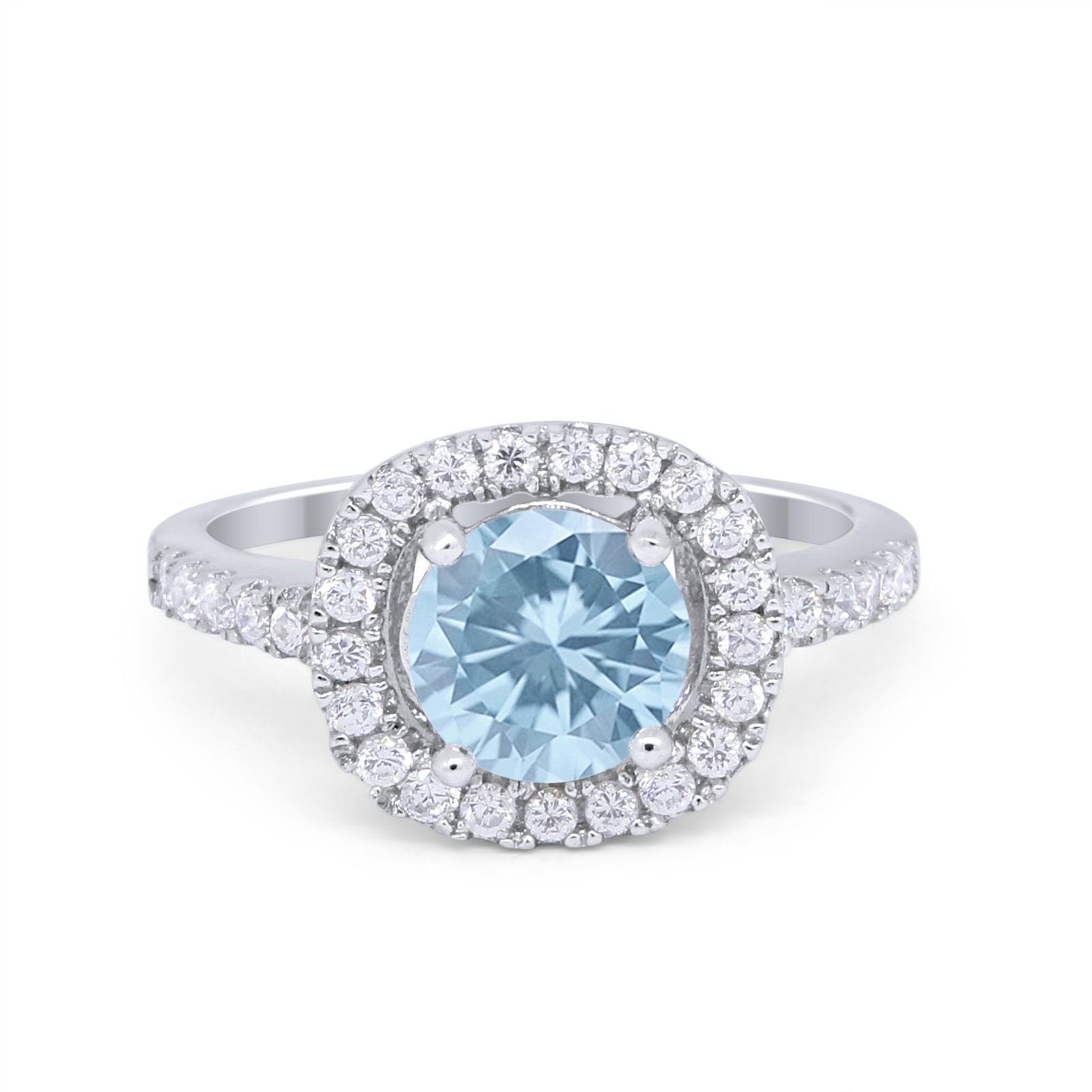 Solitaire Accent Wedding Ring Round Simulated CZ 925 Sterling Silver