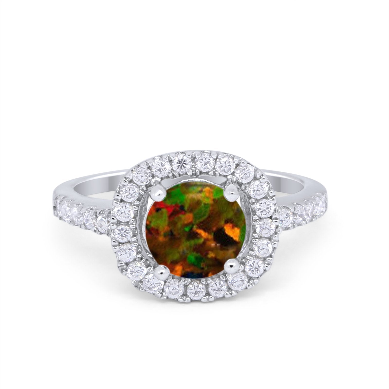 Solitaire Accent Wedding Ring Round Simulated CZ 925 Sterling Silver