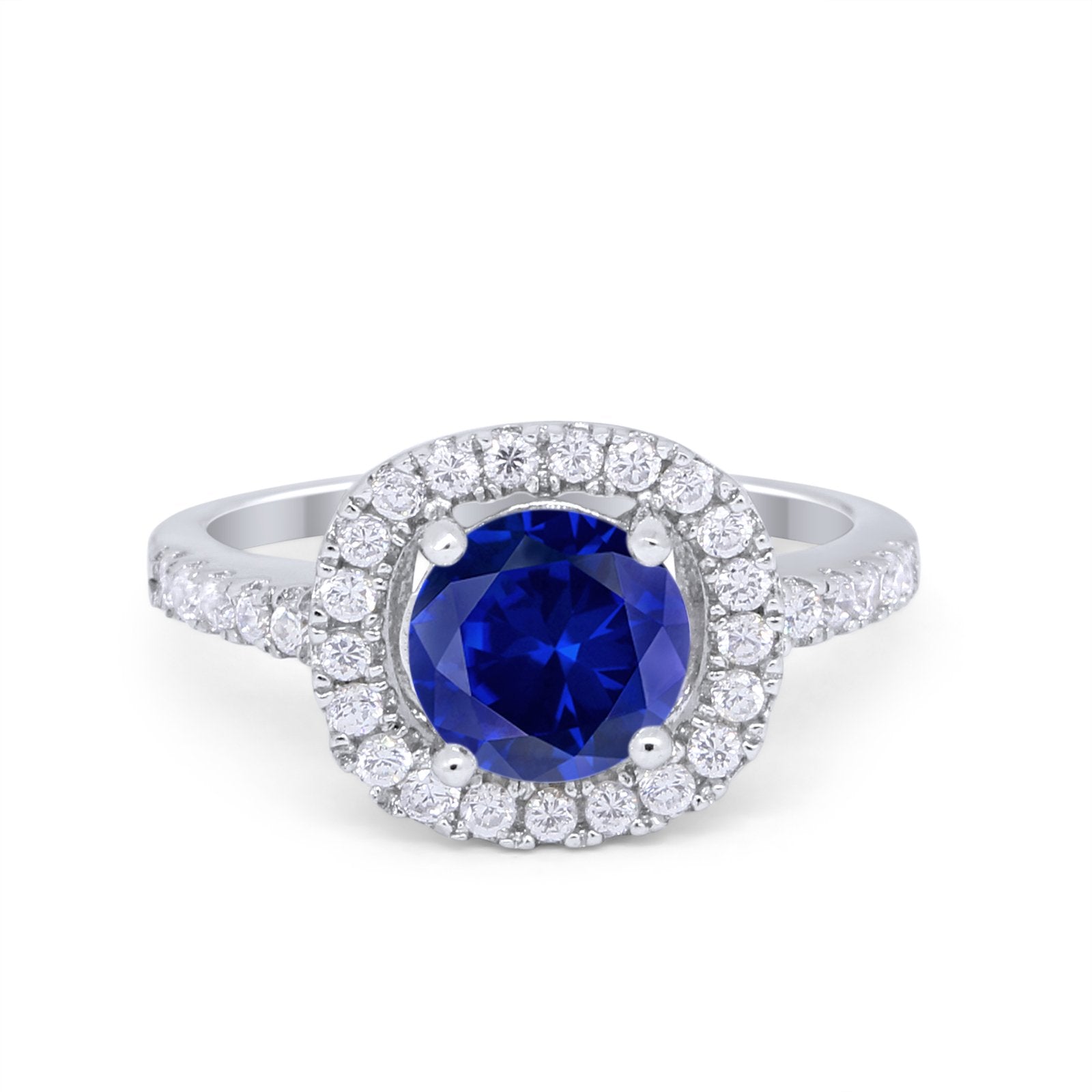 Solitaire Accent Wedding Ring Round Simulated CZ 925 Sterling Silver