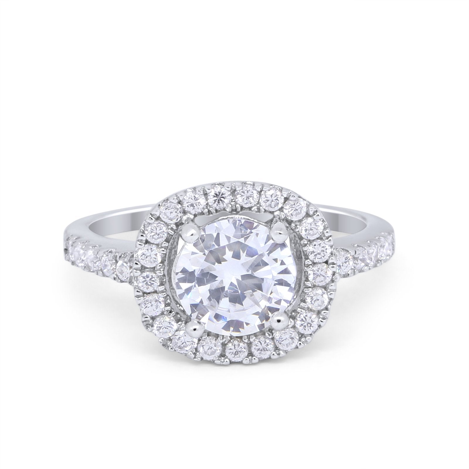 Solitaire Accent Wedding Ring Round Simulated CZ 925 Sterling Silver