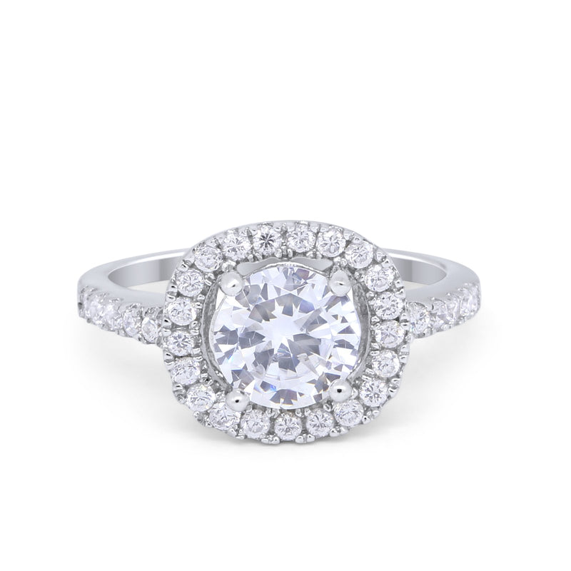 Solitaire Accent Wedding Ring Round Simulated CZ 925 Sterling Silver