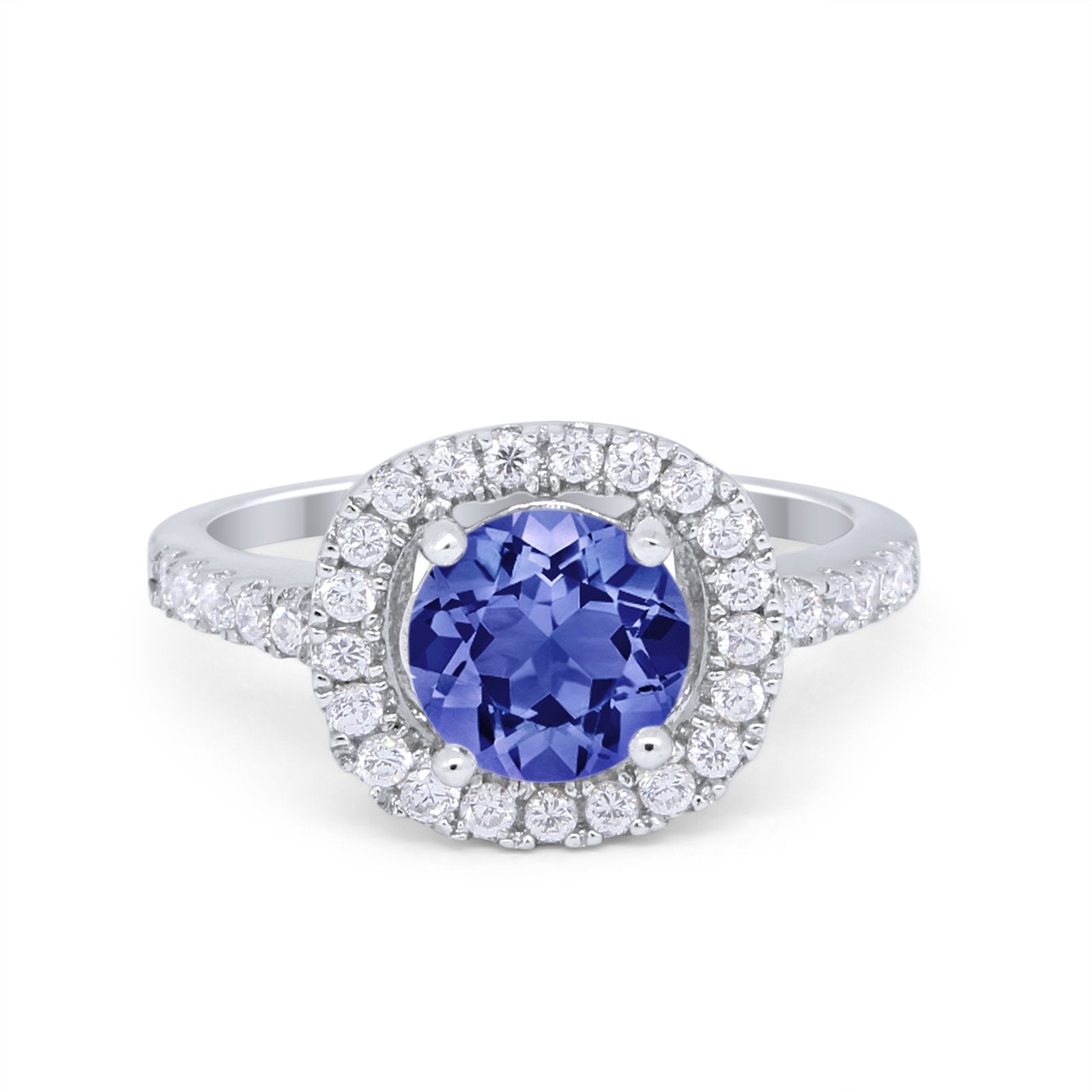 Solitaire Accent Wedding Ring Round Simulated CZ 925 Sterling Silver