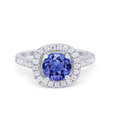 Solitaire Accent Wedding Ring Round Simulated CZ 925 Sterling Silver