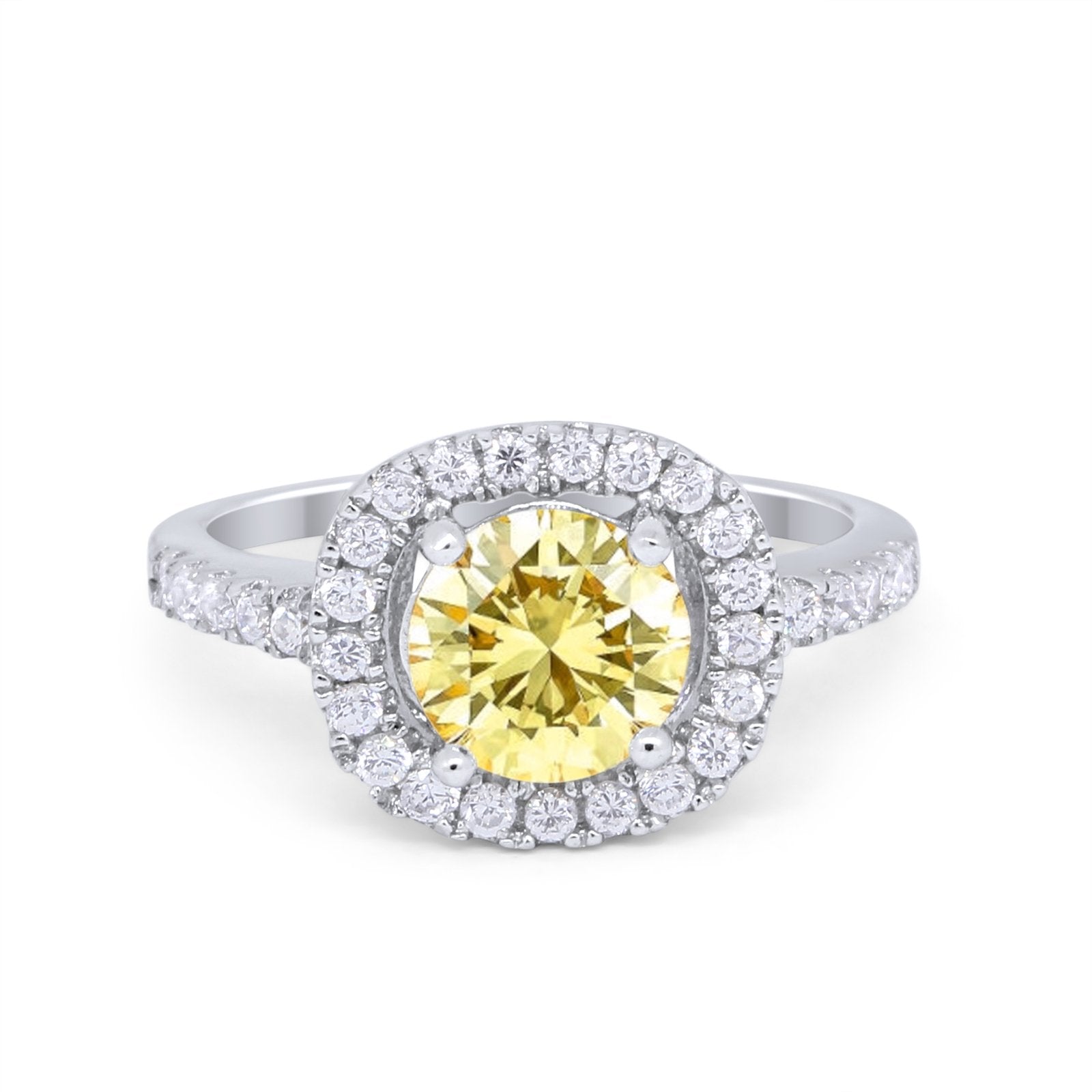 Solitaire Accent Wedding Ring Round Simulated CZ 925 Sterling Silver