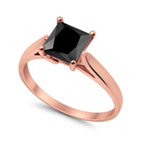 Solitaire Engagement Ring Simulated Cubic Zirconia 925 Sterling Silver