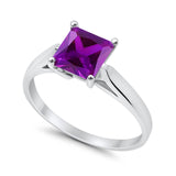 Solitaire Engagement Ring Simulated Cubic Zirconia 925 Sterling Silver