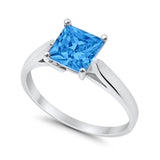 Solitaire Engagement Ring Simulated Cubic Zirconia 925 Sterling Silver
