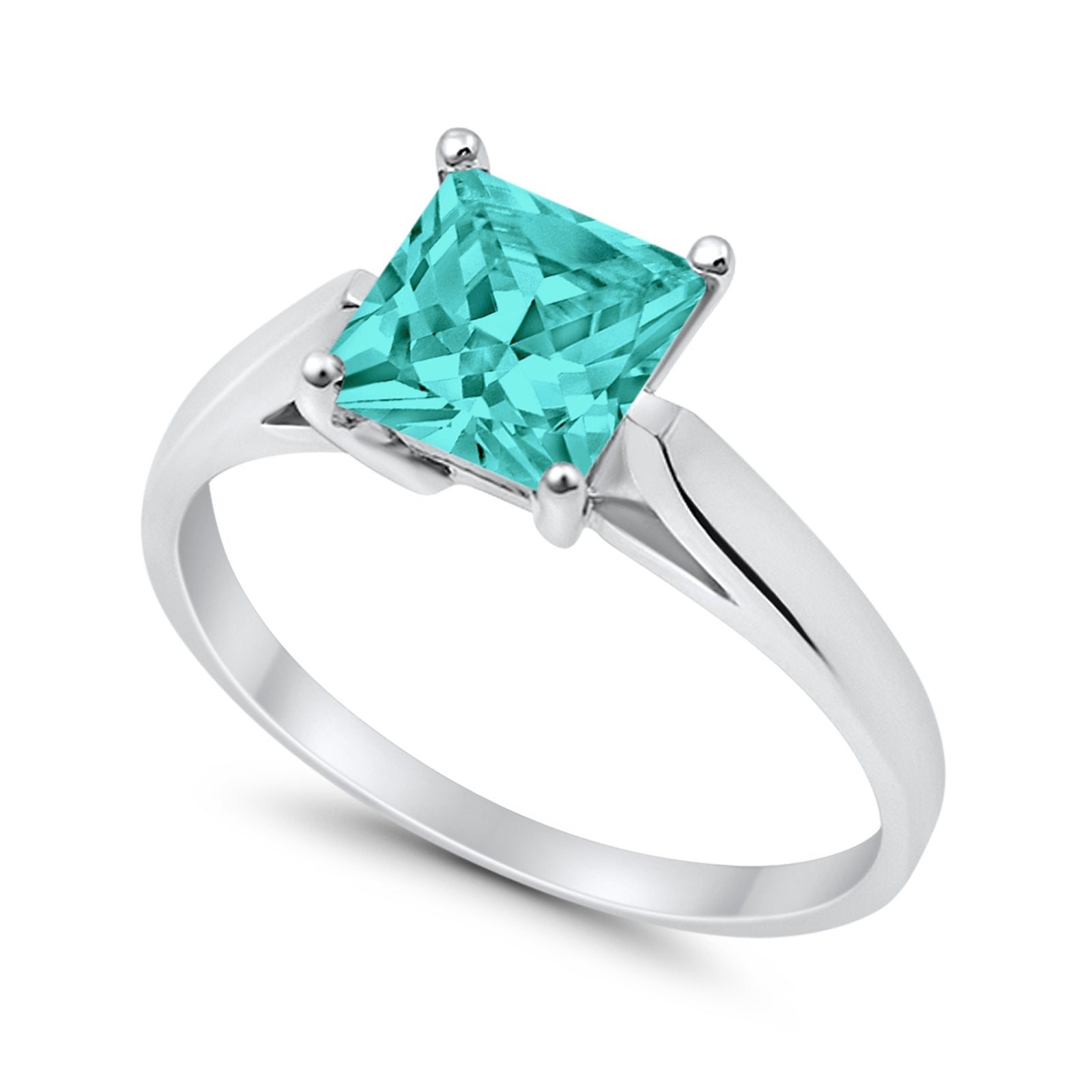 Solitaire Engagement Ring Simulated Cubic Zirconia 925 Sterling Silver